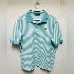 MASTERS COLLECTION Golf Teal Striped Polo Shirt Men’s Size Xl